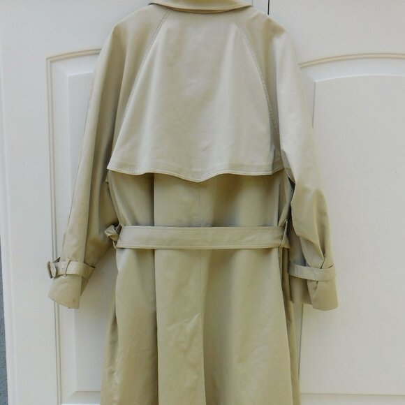 London Fog Khaki Double Breasted Trench Coat with Zip Out Liner 42 Reg Belted - Picture 12 of 15